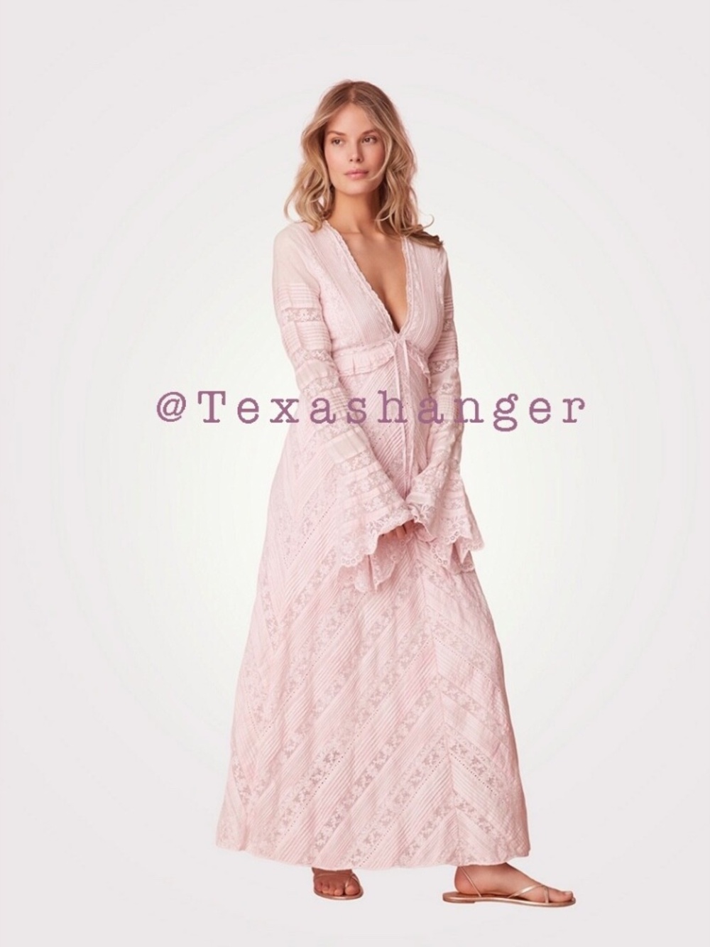 LoveShackFancy NWT Weil Cotton Lace Maxi Dress Size 00 Lilac Hand Dye